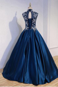 Ball Gown High Neck Satin Quinceanera Dress