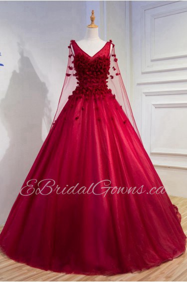 Ball Gown V-neck Lace Prom / Evening Dress