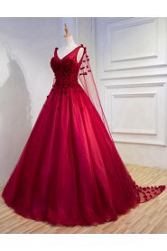 Ball Gown V-neck Lace Prom / Evening Dress