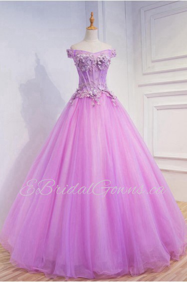 Ball Gown Off-the-shoulder Tulle,Satin Prom / Evening Dress