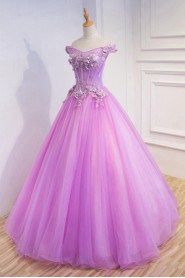 Ball Gown Off-the-shoulder Tulle,Satin Prom / Evening Dress