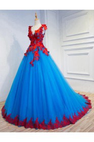 Ball Gown V-neck Lace Prom / Evening Dress