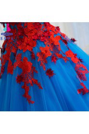 Ball Gown V-neck Lace Prom / Evening Dress