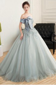 Ball Gown Off-the-shoulder Tulle,Satin Quinceanera Dress