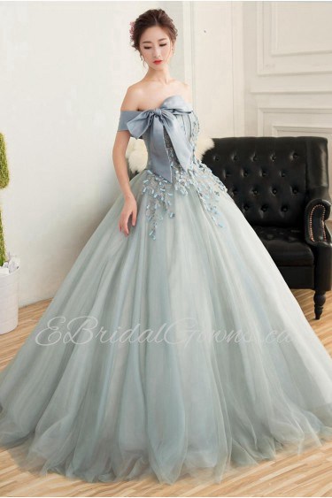 Ball Gown Off-the-shoulder Tulle,Satin Quinceanera Dress