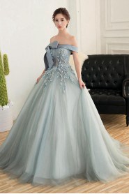 Ball Gown Off-the-shoulder Tulle,Satin Quinceanera Dress