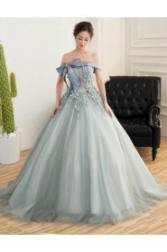 Ball Gown Off-the-shoulder Tulle,Satin Quinceanera Dress