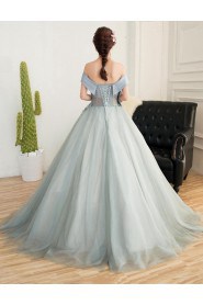 Ball Gown Off-the-shoulder Tulle,Satin Quinceanera Dress