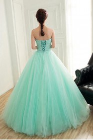 Ball Gown Strapless Tulle,Satin Quinceanera Dress