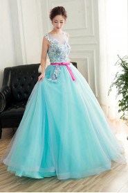 Ball Gown Scoop Tulle,Satin Prom / Evening Dress