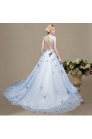 Ball Gown V-neck Tulle,Satin Quinceanera Dress