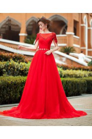 A-line Bateau Tulle,Satin Quinceanera Dress