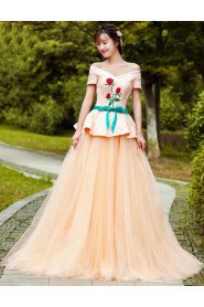 Ball Gown Off-the-shoulder Tulle,Satin Prom / Evening Dress