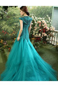 Trumpet / Mermaid High Neck Tulle,Lace Prom / Evening Dress