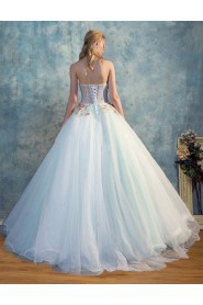 Ball Gown Strapless Tulle,Satin Quinceanera Dress