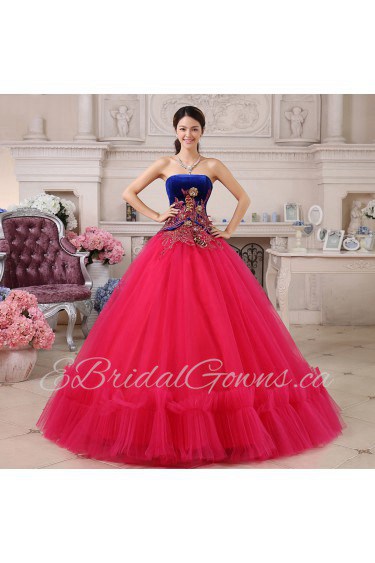 Ball Gown Strapless Tulle,Satin Prom / Evening Dress