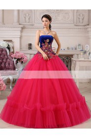 Ball Gown Strapless Tulle,Satin Prom / Evening Dress