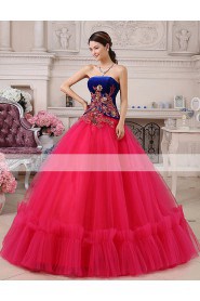 Ball Gown Strapless Tulle,Satin Prom / Evening Dress