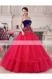 Ball Gown Strapless Tulle,Satin Prom / Evening Dress