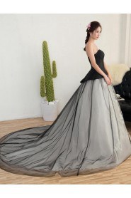 A-line Strapless Tulle,Satin Quinceanera Dress