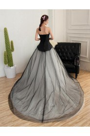 A-line Strapless Tulle,Satin Quinceanera Dress