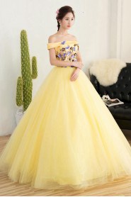 Ball Gown Off-the-shoulder Tulle,Satin Quinceanera Dress