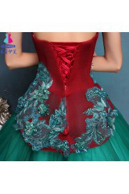 Ball Gown Strapless Tulle,Satin Quinceanera Dress