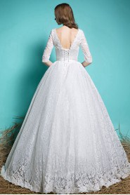 Ball Gown V-neck Lace Wedding Dress