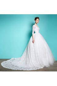 Ball Gown V-neck Lace Wedding Dress