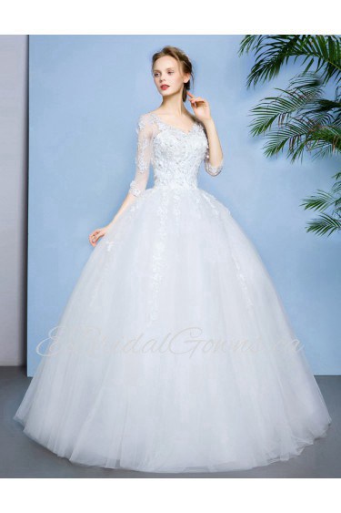 Ball Gown V-neck Tulle Wedding Dress