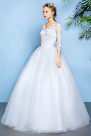 Ball Gown V-neck Tulle Wedding Dress