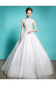 Ball Gown High Neck Lace Wedding Dress