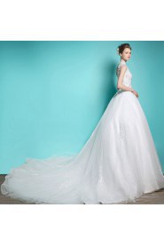 Ball Gown High Neck Lace Wedding Dress