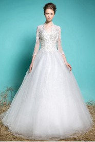 Ball Gown V-neck Tulle Wedding Dress