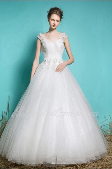 Ball Gown V-neck Lace Wedding Dress