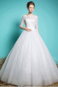 Ball Gown Bateau Lace Wedding Dress