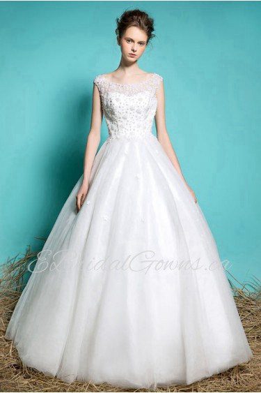 A-line Scoop Lace Wedding Dress