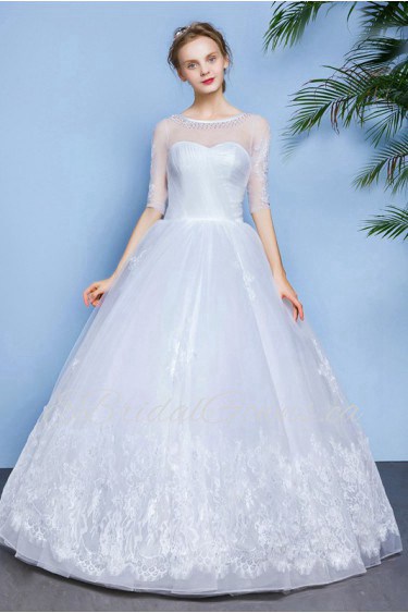 Ball Gown Scoop Tulle Wedding Dress