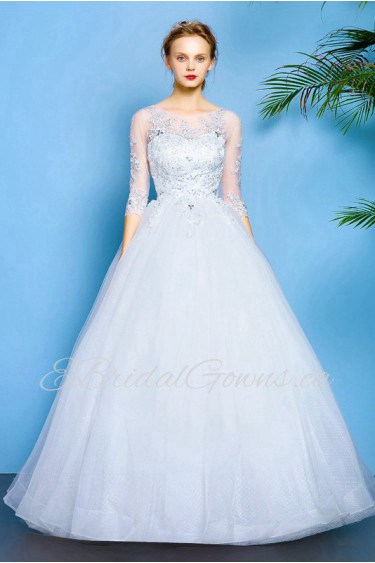 Ball Gown Scoop Tulle Wedding Dress