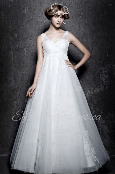 A-line V-neck Lace Wedding Dress