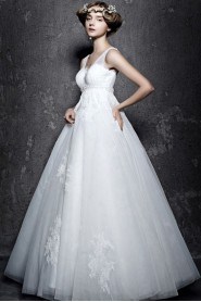 A-line V-neck Lace Wedding Dress