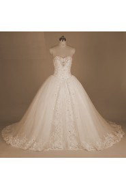 Ball Gown Strapless Satin,Tulle Wedding Dress