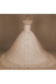 Ball Gown Strapless Satin,Tulle Wedding Dress