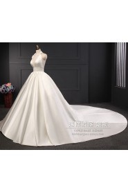 Ball Gown V-neck Satin Wedding Dress