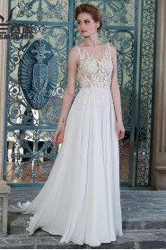 A-line V-neck Chiffon Wedding Dress