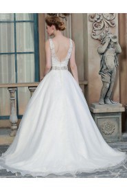 A-line V-neck Organza Wedding Dress