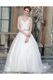 A-line V-neck Organza Wedding Dress