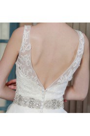 A-line V-neck Organza Wedding Dress