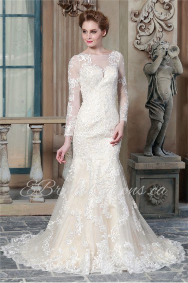 Trumpet / Mermaid Scoop Lace Wedding Dress