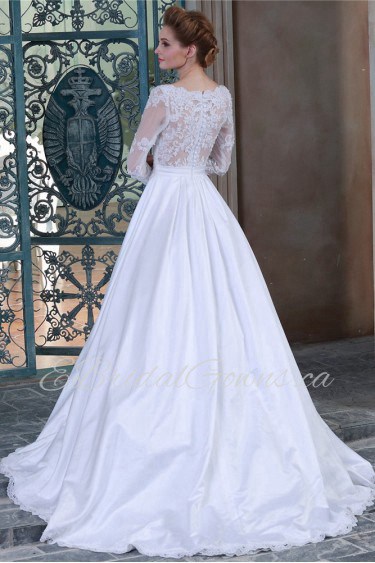 Ball Gown Square Satin Wedding Dress